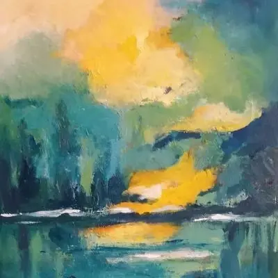 Tramonto al lago verde