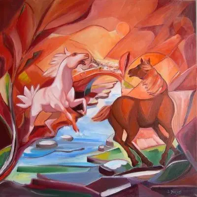 Luigi D'Amato Cavalli innamorati - Sfumature d´Arte