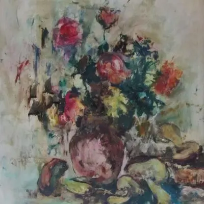 Arturo Figini Vaso di fiori con funghi - Sfumature d´Arte